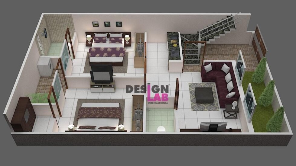 » Modern 2 Bhk Floor Plan 1000 sq ft With Stair