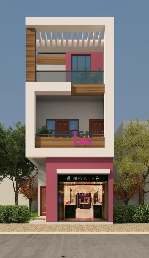 1 shop with house Plan