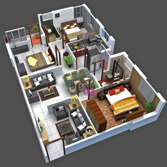 » Modern 3 BHK House Plan in 1500 Sq Ft