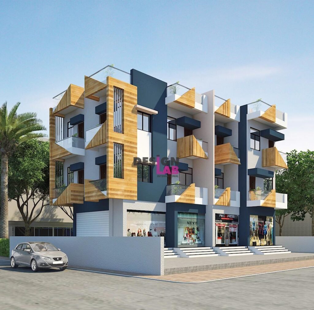 3 storey commercial residential building design
