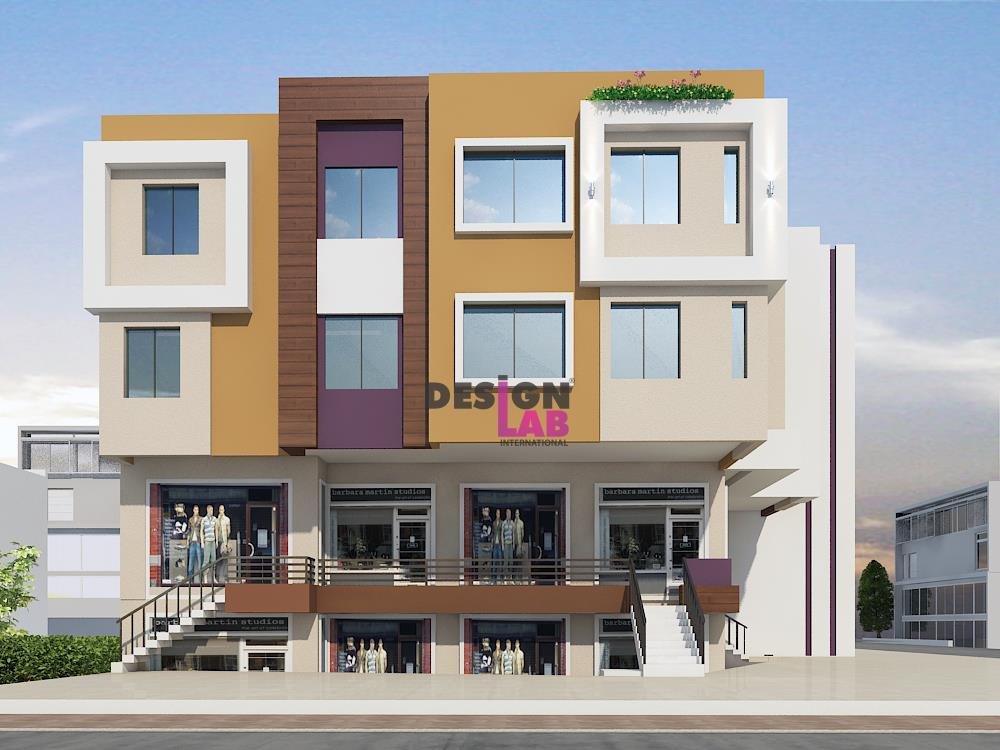 Image of 3D front elevation of commercial building