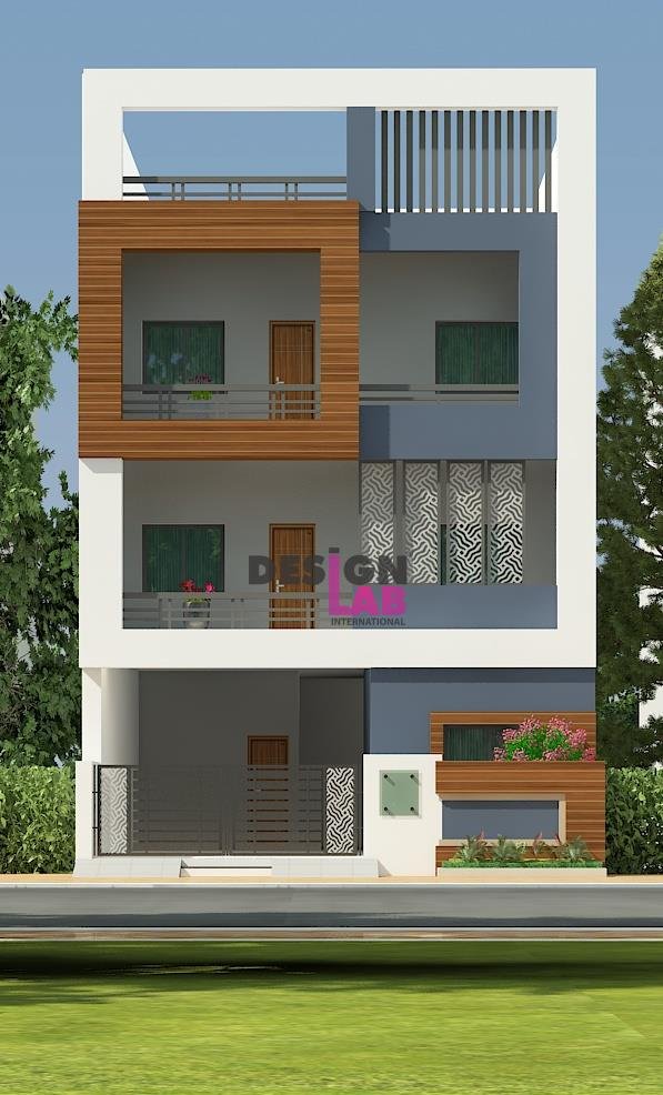 Image of Front view of modern house Design
