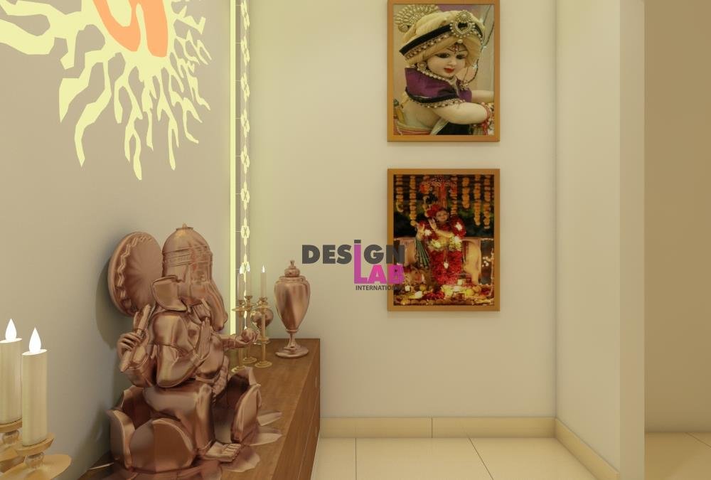 Image of Modern mandir design for home