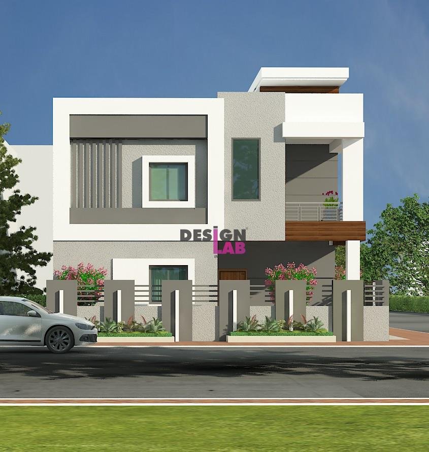 Image of Modern house with balcony