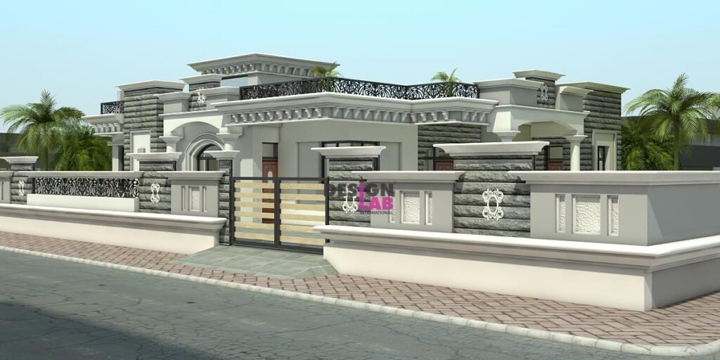 Image of Modern boundary wall Design with gate