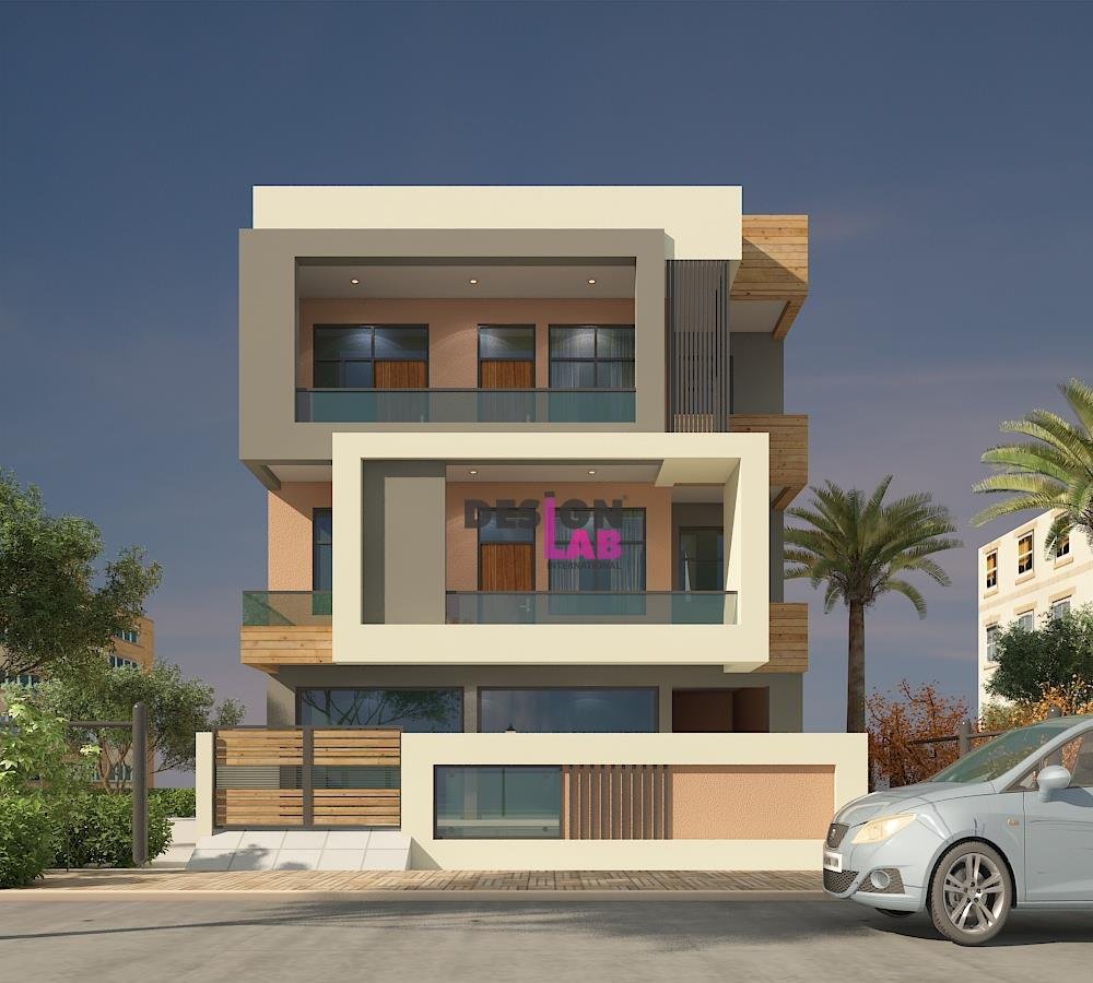 Image of Exterior wall cement plaster design