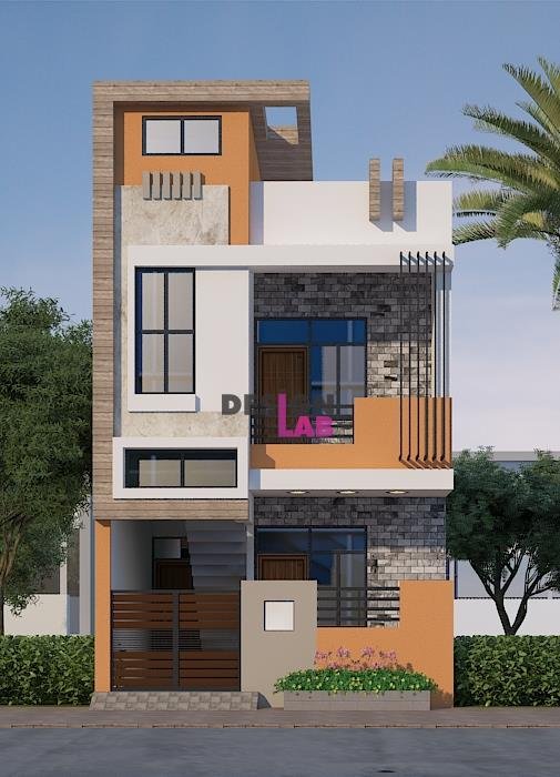 Image of Modern house front wall design