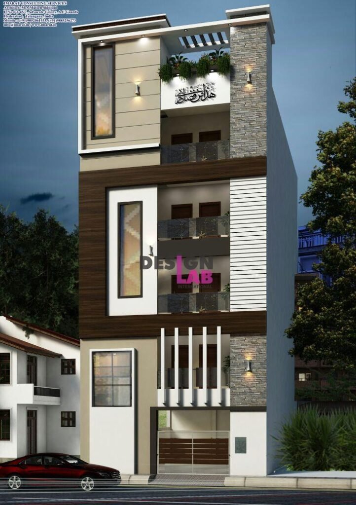 Modern elevation for 3 floor building
