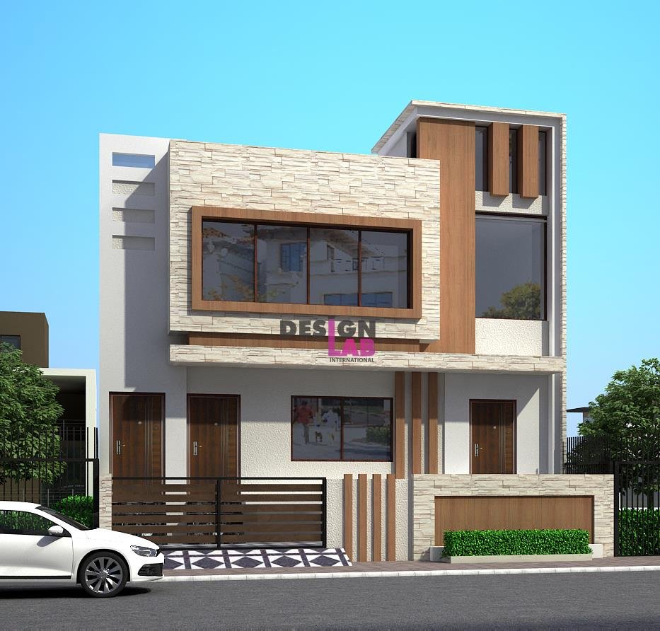 Image of Two storey duplex house design
